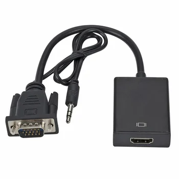 Кабель-Адаптер, совместимый с Конвертером Full HD 1080P VGA в HDMI, С Аудиовыходом, Адаптер VGA HD для портативных ПК к HDTV-Проектору