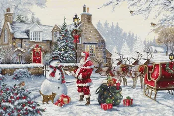 Наборы для вышивания крестиком своими руками, Санта Клаус и Снеговик, Хлопковое рукоделие, наборы для рукоделия, 64-46