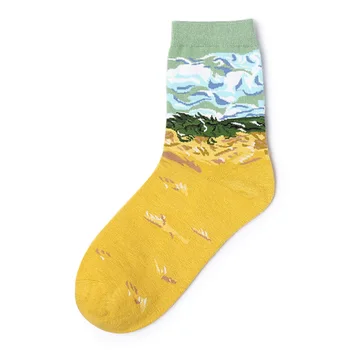 Весенние женские носки серия ретро-абстрактной масляной живописи Personality Хлопчатобумажные носки Весна-осень Новые женские