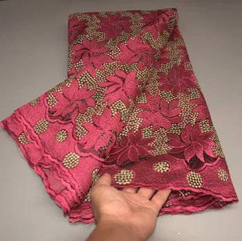 Африканская сетчатая кружевная ткань 2022, высококачественная фиолетовая кружевная ткань из тюля в нигерийском стиле с пайетками для пошива свадебного платья