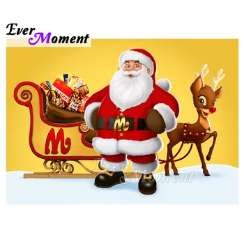 Ever Moment Алмазная живопись Ручной работы с изображением Санта-Клауса Лося, Подарочная картина из горного Хрусталя, Полная квадратная алмазная вышивка ASF1970