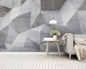 Скандинавский современный минимализм, абстрактные геометрические трехмерные линии, гостиная, спальня, телевизор, диван, фоновая стена, серая фреска
