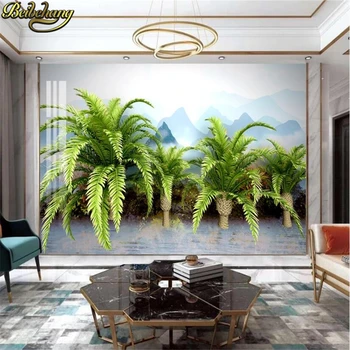 Обои для фотообоев beibehang на заказ Пейзаж с зеленой кокосовой пальмой Спальня Гостиная ТВ фон художественные фрески Рулон обоев