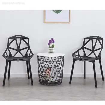 Стул современный простой ленивый домашний обеденный стул в скандинавском стиле с креативной полой пластиковой спинкой для отдыха на открытом воздухе обеденный стул