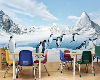 Wellyu Papel de parede обои на заказ Антарктический пингвин лед и снег животное фон настенная декоративная живопись фреска behang