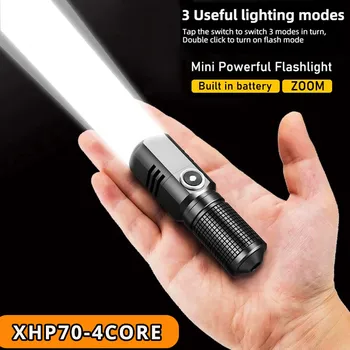 XHP70 Светодиодный фонарик Портативный USB фонарик для зарядки Кемпинг 3 режима освещения Лампа EDC Light Мини фонарик с возможностью масштабирования