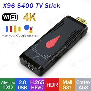 X96 S400 TV Stick Allwinner H313 Четырехъядерный Android 10,0 TV BOX 2,4 G Wifi 2 ГБ 16 ГБ 4K Смарт-плеер TVBox Dongle телеприставка X96S