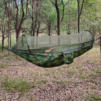 Портативный Походный гамак двойного назначения с москитной сеткой, Высокопрочная Подвесная кровать из парашютной ткани