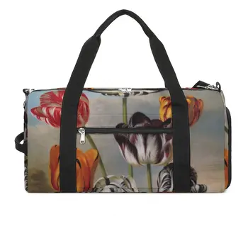 Спортивная сумка Цветок в пейзаже, спортивная сумка, большая винтажная пестрая мужская сумка выходного дня, красочная сумка для багажа и фитнеса