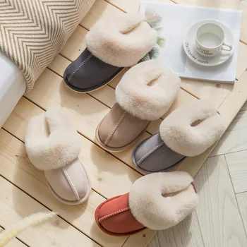 Пушистые тапочки для взрослых, роскошная искусственная замша для домашнего использования, мужская зимняя теплая плюшевая обувь для спальни, нескользящая обувь для пар, домашняя одежда