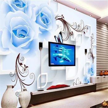 бейбехан 3d обои Детские комнаты синий цветок ТВ фон фрески шелковая ткань мультфильм подводный мир обои
