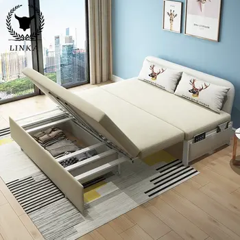 Многоцелевой деревянный диван-кровать для хранения вещей, раскладной диван-кровать, гостиная, удобный и простой диван-кровать