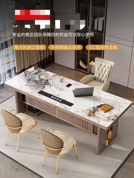 Роскошный итальянский стол с каменной доской, стол президента, современный простой домашний кабинет, Большой письменный стол, стол дизайнера