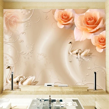 обои на заказ beibehang большая фреска современная романтическая роза любовь лебединое озеро кабинет гостиная спальня нетканые обои