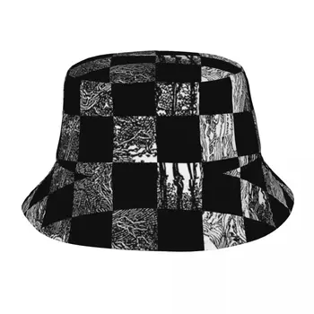 Модная панама-панама с черным цветком в шахматном порядке для девочек и мальчиков, хлопковая рыбацкая кепка, реверсивные рыболовные шапки, зимние