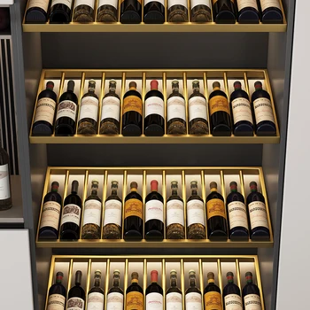 винный шкаф Tieyi, наклонная полка для красного вина, металлическое матово-черное подвесное украшение, светящаяся полка для винной витрины по индивидуальному заказу