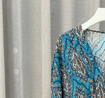 Лето 2022, Женское Синее платье С принтом, Рукав Три четверти, Высококачественное Французское Брендовое Элегантное Вечернее Платье Для женщин