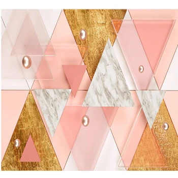wellyu Роскошная розовая 3D треугольная геометрия современный телевизор фоновая стена изготовленная на заказ большая фреска зеленые обои papel de parede