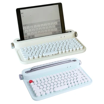 Bluetooth-совместимая Клавиатура Для Пишущей Машинки Ретро-Стимпанк Ярких Цветов В Горошек Английская Офисная Беспроводная Механическая Клавиатура X6HB