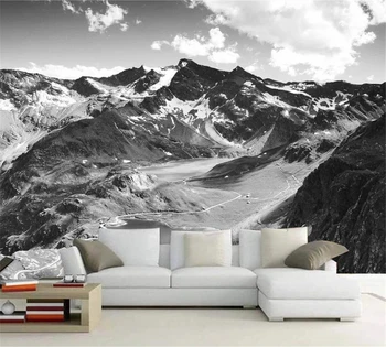beibehang 3D обои Черно-белые HD снежные горные пейзажи красивая простая настенная роспись в европейском стиле на заказ